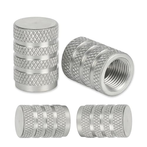 Bouchon de Valve en Aluminium, Lot de 4, Bouchons argents avec Joint pour valves de Voiture, Moto, Scooter, remorque et vélo