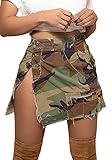 Women's Cargo Skirt Sexy High Waisted Camouflage Printed A-line Mini Bodycon Skirts