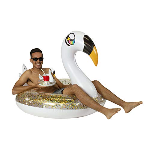 Poolcandy Swan Glitter Pool Float 48" With Drink Holders Pc6048Gsw #TOP12
