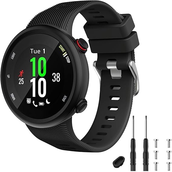 Black Strap Compatible with Garmin Forerunner 45, Sport Silicone Wristband Arm Band Replacement Bracelet for Forerunner 45 and Swim 2.
