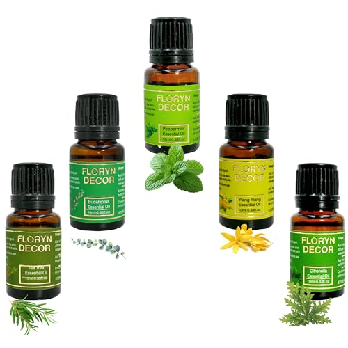 Image of Floryn Decor Pure Essential Oils Set | Aroma Oils for Home Fragrance | Essential Oil Diffuser for Home (Multi Fragrances, 10 ml (Pack of 5))