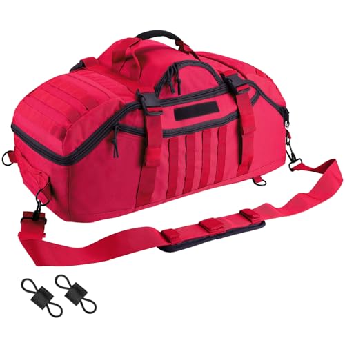 Image of Hannibal Tactical 65L Large Duffle Bag, 3-in-1 Tactical Backpack MOLLE Pack for Sports, Gym, Outdoor, Red