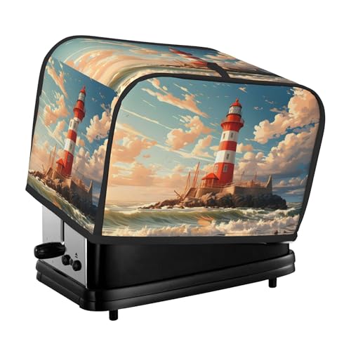 AYCZN 2 Slice Toaster Cover Lighthouse Ocean Bread Dust Cover Coastal Nautical Small Appliance Toaster Covers with Pockets Fingerprint Protection Kitchen Decor