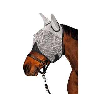 Kerbl 324515 Vliegenmasker met oor- en uv-bescherming, wit, pony