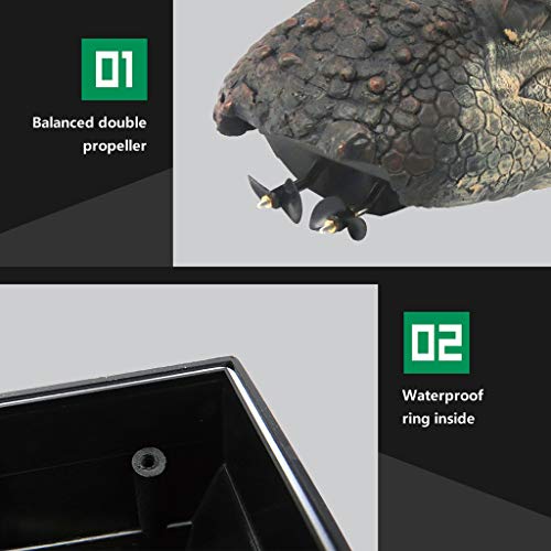 BBTshop Remote Control Crocodile Head Floating RC Boat, 2.4G Remote Control Electric Racing Boat with Simulation Crocodile Head Spoof Toy, Fake Alligator Head Decoy for Pool, Pond, Garden (B)
