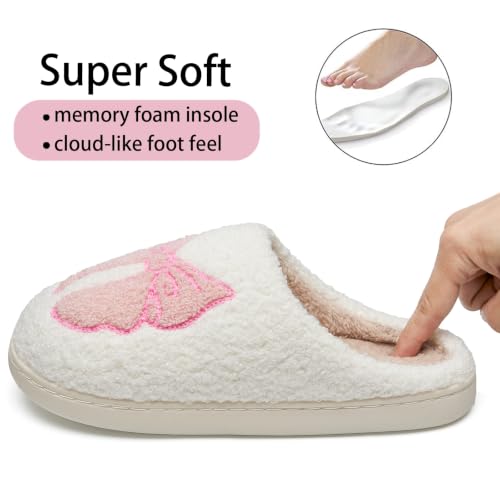 TOKFIM Pink Bow Fuzzy House Slippers for Women Men（Pink Bow36/37 by TOKFIM - Used condition - Image 2