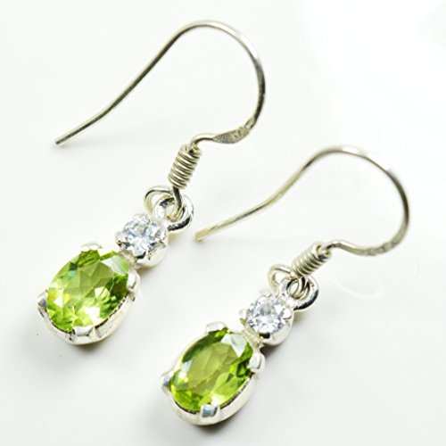 Boucles d'oreilles peridot vert argent 925 de joaillerie