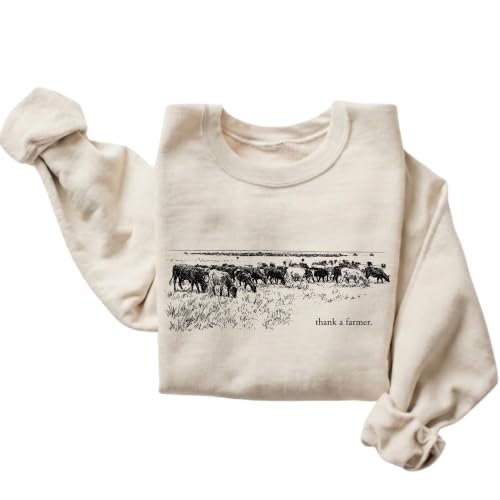 Thank a Farmer Sweatshirt, Vintage Agriculture Graphic Cozy Pullover