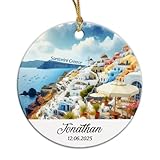 Weihnachtsschmuck Aus Keramik Besucherziele Griechenland Ornament Weihnachtsanhänger Einzigartiges Dekorationen Runder Xmas Anhänger Für Die Haustür Im Freien Vater 7.3CM