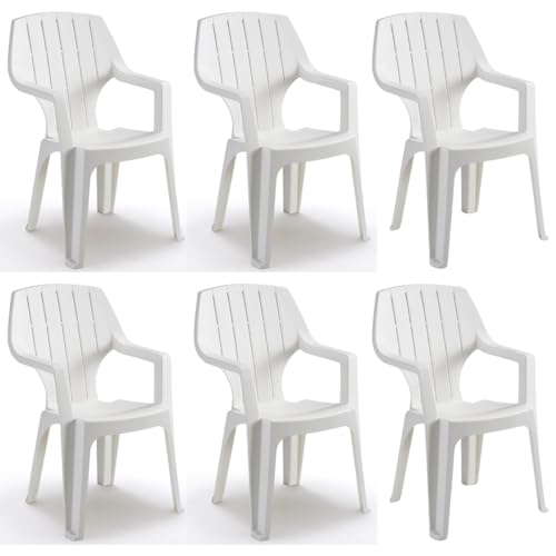 6 Chaises De Cuisine Empilables En Plastique - Usage Intérieur/extérieur, Polypropylène, Charge 120 Kg, Design Moderne