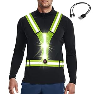 Tibeha LED Light Up Reflective Running Vest for Women Man Runner Night Running Walking, Rechargeable