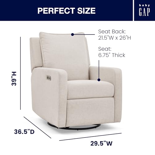Image of babyGap Harlowe Power Recliner with USB-A and Type-C Ports by Delta Children - Greenguard Gold Certified - Stain-Resistant Performance Fabric is Oeko-TEX Standard 100 Certified, Sand