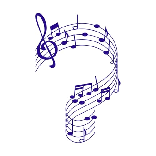 note musicali, vortici di pentagramma, chiavi di violino Adesivi murali 36x54.7cm Cultura del tatuaggio Blu scuro