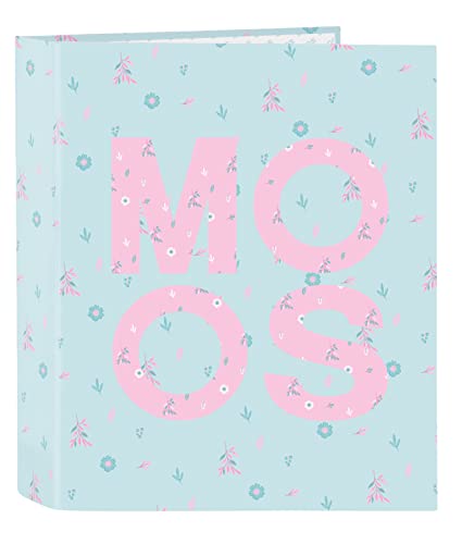 MOOS - Carpeta de Folio 4 Anillas, Ideal para Niños de Diferentes Edades, Cómoda y Versátil, Calidad y Resistencia, 27x6x33 cm, Color Azul turquesa