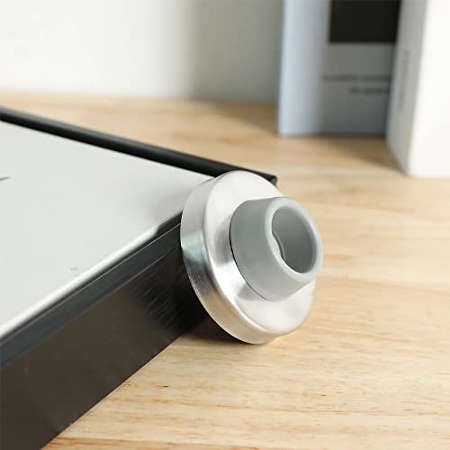 6Pcs Concave Wall Door Bumper Stop Gray Rubber Wall Mount Door Stop Silver Stainless Round Door Stop Prevent Door Handle Damage Shield Walls, Easy To Install #TOP1