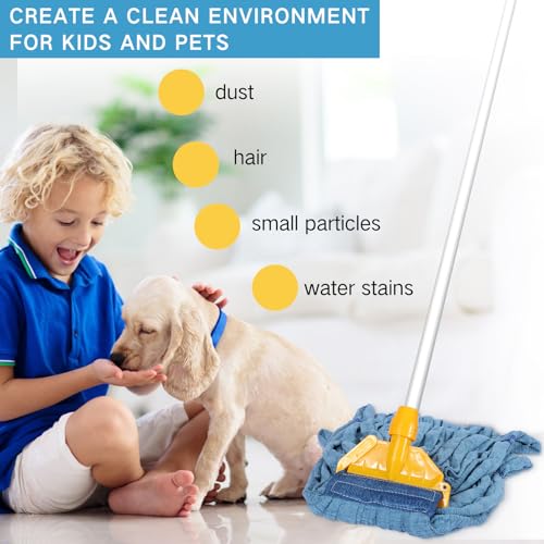 Image of Lallisa 4 Pcs Commercial Mop Head Replacement Tube Microfiber Industrial Looped End Mop Heads Refill for Floor Cleaning for Home Commercial Industrial Use(Medium,Blue)