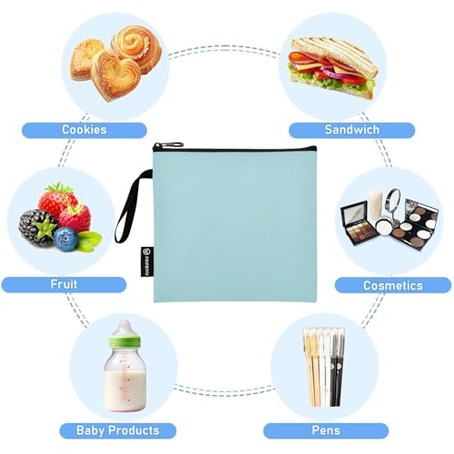 Bolsas reutilizables para snacks en pack de 3 color azul polvo miniatura 5