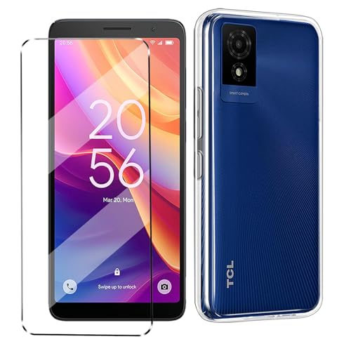 1Pcs Cover e 1Pcs Vetrino Compatible con TCL 501 antiurto Custodia piu Vetro temperato con protezione TCL 501 Pellicola protettiva Clear