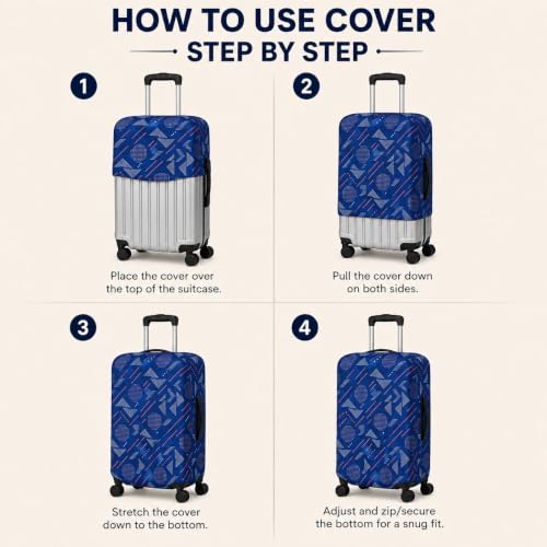 Image of Printed Luggage Cover for Traveling Bag & Suitcase - Stretchable & Scratchproof Trolley Protector with Velcro Lock & Lightweight Washable Material(Suitcase Not Included, Only Cover in Product)
