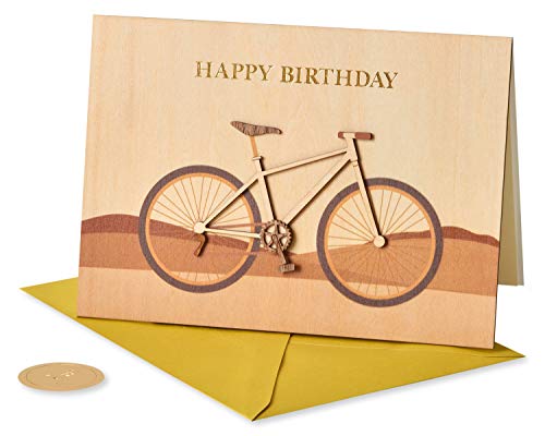 Carte d'anniversaire homme relief vélo en bois pour cadeau mémorable