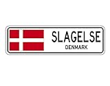 Materials: metal, aluminum Yilooom Slagelse, Denmark Street Sign Danish Dane Flag City Country Road Wall Gift