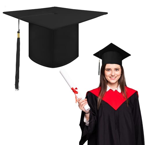 AUYAO Bachelor Hut Abschluss Hut Unisex Doktorhut Verstellbar Graduation Cap Absolventenhut hüte Geschenk für Abitur Studium Master Bachelor Abschluss Examen Hochschule Doktortitel Student (Schwarz)