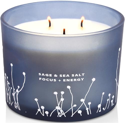 White Sage Sea Salt 3 Wick Candle - Large Soy