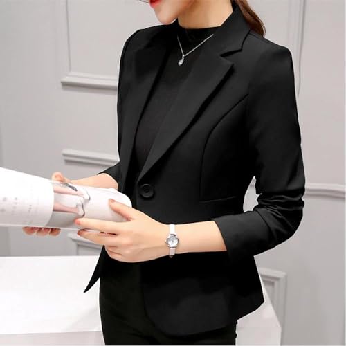 JFYZLT Black Ladies Blazer Office Work Blazer Pocket Jacket ...