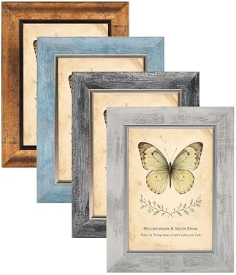 XUANLUO 5x7 Picture Frames Set of 4,Rustic Retro Photo Frame(Multicolor)