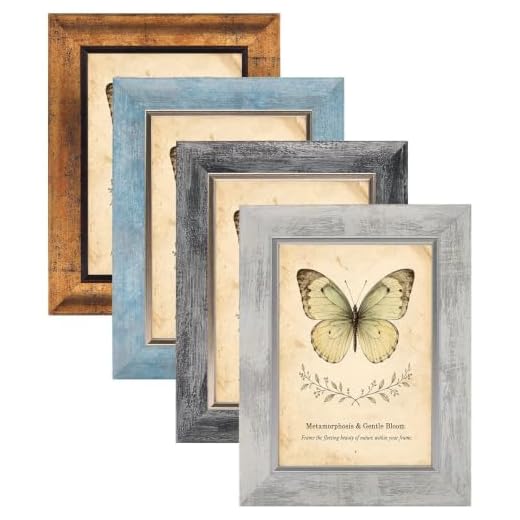 XUANLUO 5x7 Picture Frames Set of 4 Rustic Retro Photo Frame with Tempered Glass Wall Mount and Tabletop Display Family Friends Wedding Gift