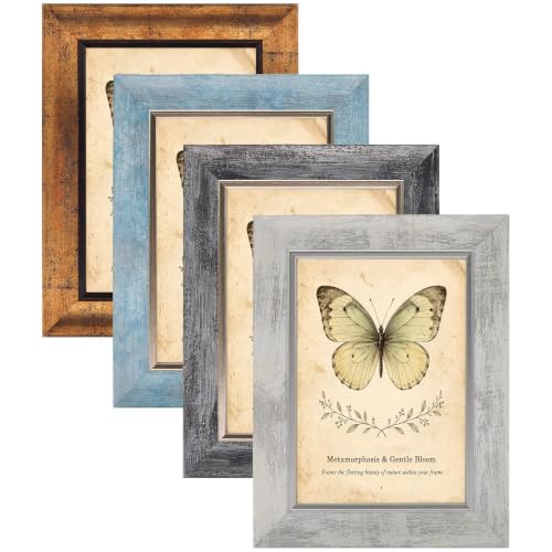 XUANLUO 5x7 Picture Frames Set of 4,Rustic Retro Photo Frame(Mix Color)