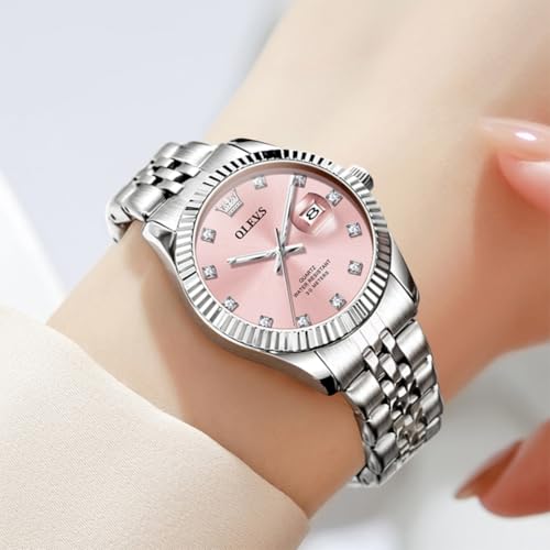 Image of OLEVS Watches for Women Luxury Elegant Stainless Steel Waterproof Luminous Diamond Women's Fashion Watch Ladies Watches for Small Wrists
