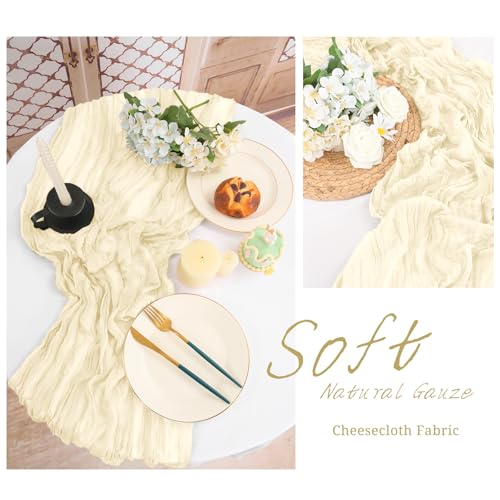 EVSGSONL 10 Pack Ivory Cheesecloth Table Runner Long,21.5 x 120 Inch by EVSGSONL - Used condition - Image 5