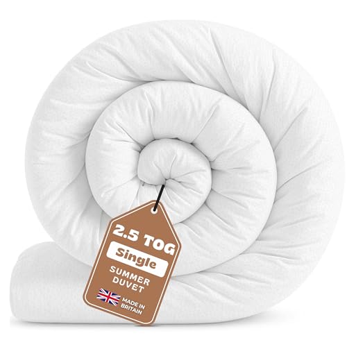 GG GONZALO GRACIA Single Duvet 2.5 Tog | Cool Summer Duvets for Hot Nights | Made in UK Quilt | Anti-Allergy Breathable & Hollowfibre Filling Duvets (Single 135x200cm)