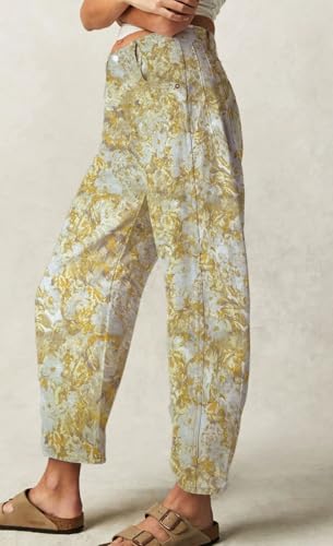 loveimgs Women Baggy Barrel Jeans Mid Rise Printed Denim Pants Wide Leg Jeans Boyfriend Y2k Patchwork Cartoon 2025 Hippie4