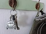 BRISA VW Collection - Metalowy Pierścień do Breloczka z Chipem do Wózka na Zakupy, Akcesoria w Stylu Chrząszcza/Beetle (Beetle Przód/Srebrny)