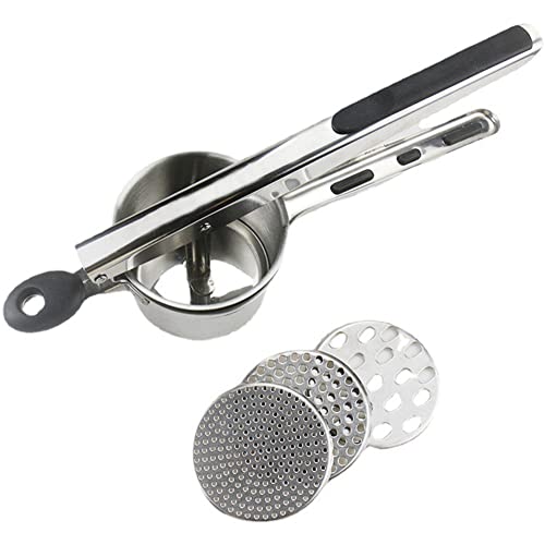 Widybord Licuadora de patatas, máquina para hacer espaguetis con 3 discos intercambiables para hacer puré de patatas, prensa de pasta