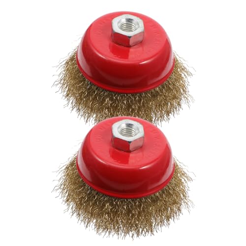 ERINGOGO 2個 カップブラシ ワイヤーブラシ 工業用高耐久鋼線 螺旋形状 スレッド 電動ドリル対応 錆落とし 塗装剥がし 木材表面処理用