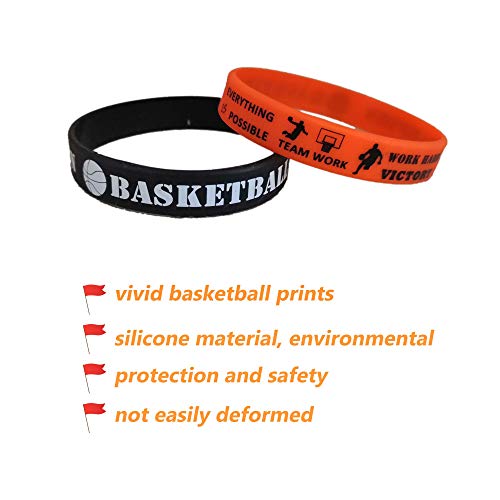 Oringaga 24Pcs Basketball Silicone Wristband/Bracelets - Basketball Party Favors And Supplies - Motivational Sports Prize - Boys/Girls/Carnival/Events/Gifts #TOP1
