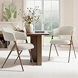 COLAMY Dining Chairs Set of 2, Modern Fabric Upholstered Dining Room Kitchen Side Chairs with Iron Legs, Open Back and Padded Seat, for Living Room/Restaurant/Cafe, Beige