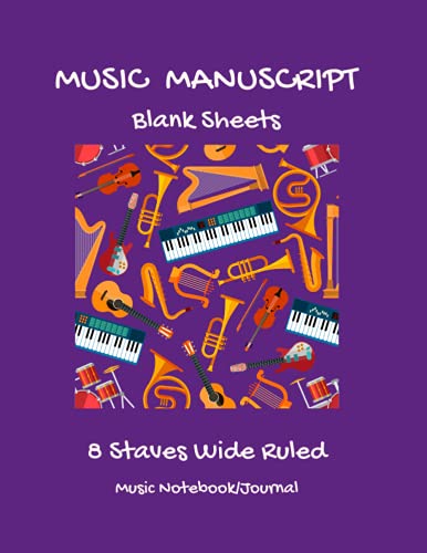 MUSIC MANUSCRIPT NOTEBOOK FOR BIG KIDS: Blank Music Sheet Notebook/Journal. Makes a great Gift for Kids & Students. Wider Ruled - 8 Staves per page - 8.5 x 11 inches. (All Music Series)