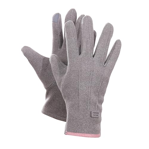 Touchscreen Thermal Gloves, Gray, Fashion Winter Gloves with Touch Screen Fingertips