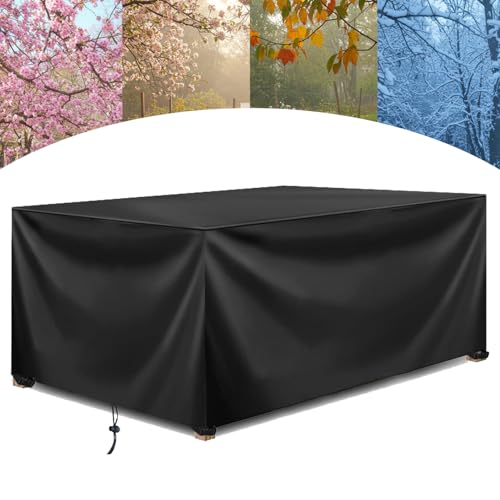 HNKDKJ Fundas para Muebles Jardin, 80x50x75cm/Largo x Ancho x Alto Tela Oxford 420D Resistente al Viento Anti-UV Cubierta de Mesa Exterior Impermeable Funda Mesa Jardin para Mesa Jardin Exterior