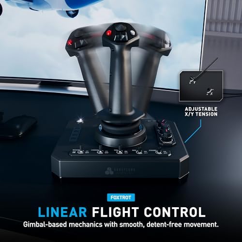 Honeycomb Foxtrot Aviation Stick - flight stick for flight simulation, premium gimbal mechanism, 16bit Hall Effect Sensors, ambidextrous design, compatible with MSFS 2024/2020 for PC & Mac [video game] [video game] | 16bit hall effect sensors, flight stick for flight simulation, premium gimbal mechanism