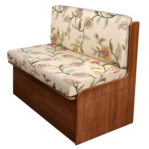 Image of SearchI RV Dinette Cushion Covers, Stretch Camper Cushion Slipcovers for Travel Trailer Couch RV Booth Seat, Replacement Camper Sofa Chair Protector (1 Backrest Cover & 1 Bench Cover, Yellow+Flower)