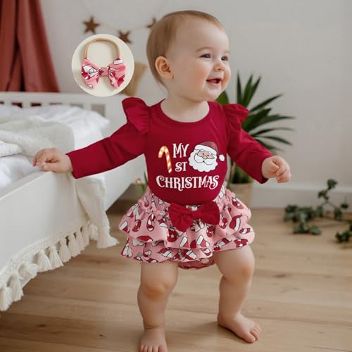 Baby Girl Christmas Outfit Cute Newborn Outfits 4 Piece Sets - image 3