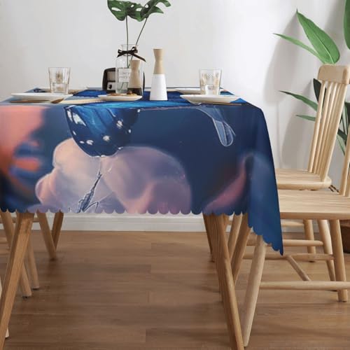 Nappe rectangulaire imprimée papillons bleus de qualité supérieure pour banquet