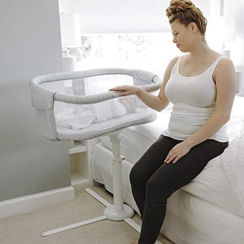 HALO Baby Bassinet - 0-5 Months, Grey | Portable Infant Sleep BassiNest | Bedside Cot Swivel, Breathable Fabric, Waterproof Mattress & Adjustable Stand | Side Sleeping Crib for Newborn | Lullaby Trust