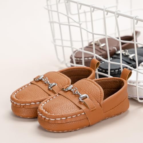 Image of Neska Moda 6 to 12 Months Baby Boys & Girls Synthetic Leather Loafer Shoes,Infant Non Slip Booties-BT4585