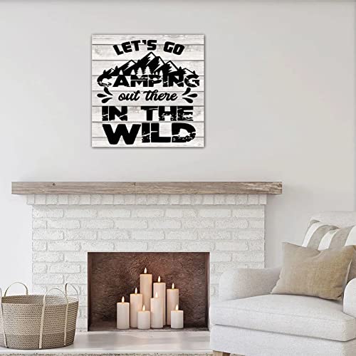 Panneau en bois Let's Go Camping déco rustique
